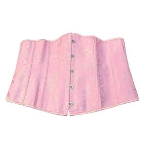 Underbust Waist Cincher Corset 1XL Pink Jacquard Coquette Regencycore Lace Up